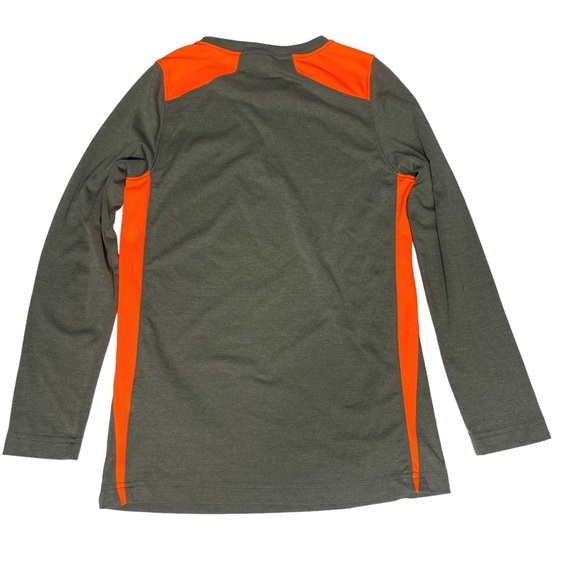 Boys Nike Long Sleeve Dri-Fit Swoosh Sports Athletic Tee M gray/orange - Picture 7 of 7